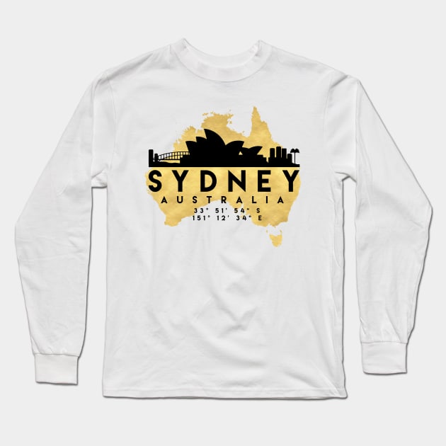 Sydney Australia Skyline Map Art Long Sleeve T-Shirt by deificusArt